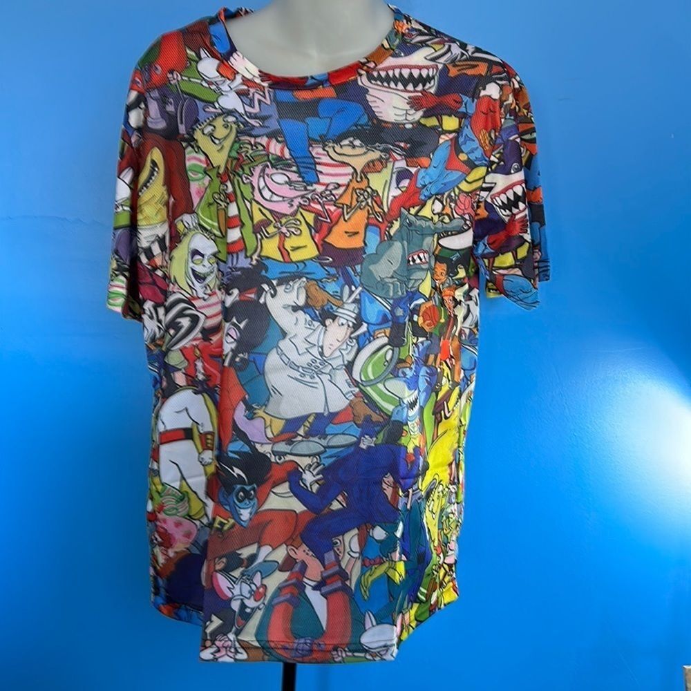 Men’s Size XL Unbranded Cartoon Graphic T-Shirt Colorful Casual Short Sleeve